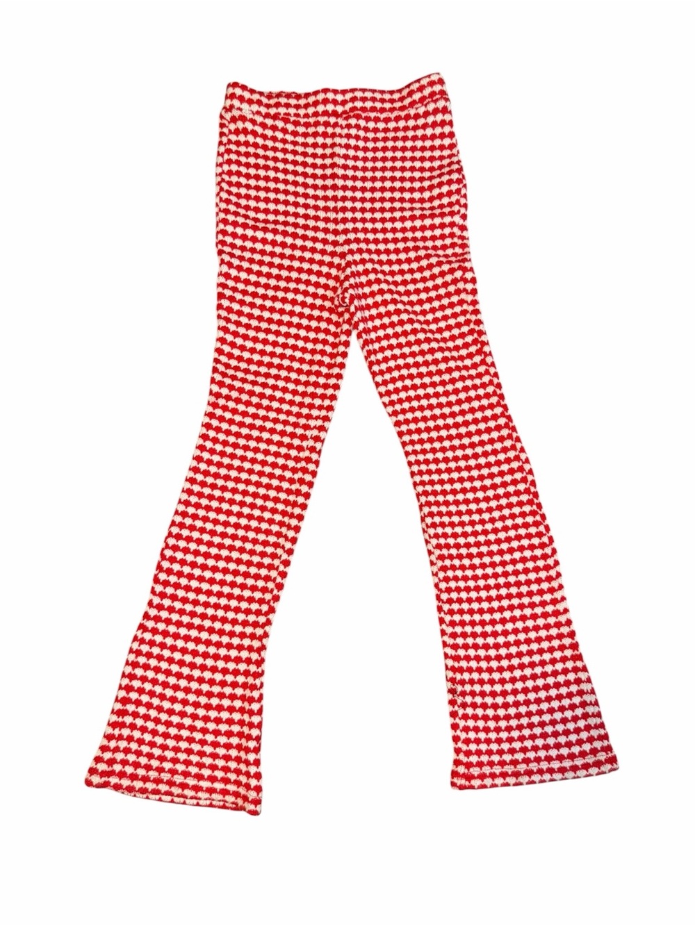 Zara Knit Geometric Red and White Flare Boot Cut Pants, Women’s Size Small